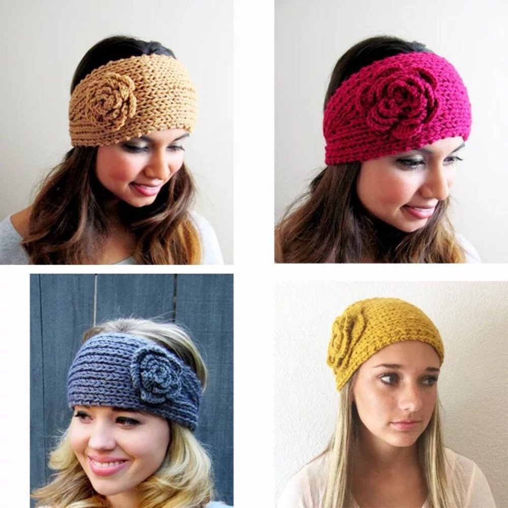 Handmade Knitted Headband with flower